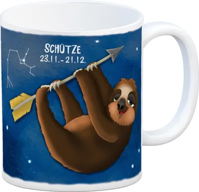 Produktbild von Kaffeebecher mit Faultier Sternzeichen Schütze Motiv Becher Tasse