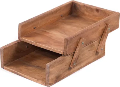 Produktbild von DOKUMENTENABLAGE "SLIDE" | Mahagoni Holz, 2 Fächer | Büro Organizer
