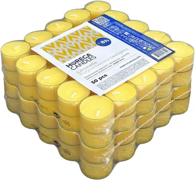 Produktbild von HORECA CANDLES Citronella Teelichter 100 Stück – 8 h, gelb, Outdoor, Duft, Kunststoff