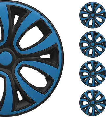 Produktbild von Radkappen 16 zoll Matt Schwarz & Blau 4tlg satz