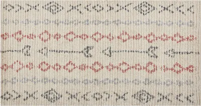 Obrázek produktu pro BELIANI Koberec Béžový Bavlna 80 x 150 cm Minimalistický ručně všívaný design Geometrický vzor Obývací pokoj Ložnice