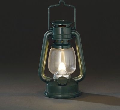 LED Sturmlaterne grün 1 Warmweiße Diode batteriebetrieben