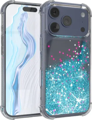 Produktbild von EAZY CASE - Glitzer Hülle kompatibel mit Apple iPhone 17 Pro Glitzer Schutzhülle, Soft Case, Backcover Transparent mit Motiv