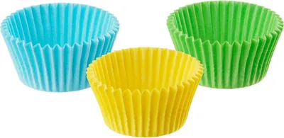 Produktbild von Dr. Oetker Papier-Backförmchen Ø 3 cm, bunte Muffinförmchen aus Papier, Förmchen für Cupcakes, Muffins und Pudding, Farbe: gelb/grün/blau (Menge: 180 Stück)