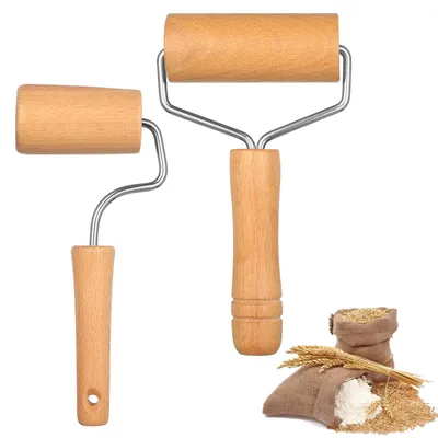 Produktbild von Holz-Teigroller-Set – 2-teilig – Zum Ausrollen von Teig, Pizza und Desserts – in mittlerer und kleiner Größe