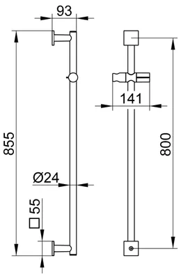 Image de Barre de douche IXMO KEUCO, 855 mm, rosace carrée, 59585010902