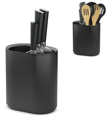 Produktbild von KOOK TIME Messerblock ohne Messer mit Utensilienhalter, 19,5x18 cm, Schwarz