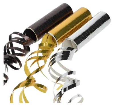 Produktbild von 3 Luftschlangen 4 m schwarz/gold/silber "Metallic"