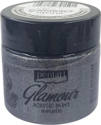 Produktbild von Glamour Acrylfarbe - PENTART - Metallic Schwarz Silber 50ml