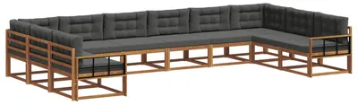 Produktbild von vidaXL Outdoor-Sofagarnitur mit Kissen 10 pcs Natur und Anthrazit