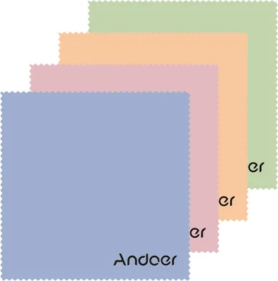 Produktbild von Andoer 10 x 10 cm Mikrofaser-Reinigungstuch fuer Brillen, 4 Stueck, Bildschirmreinigungstuch, Premium-Tuch fuer Objektiv/DSLR-Kamera/Camcoder/Telefon/Tablet/Computer