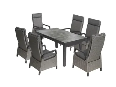 Produktbild von bellavista - Home&Garden® Gartenmöbel-Set Sydney 2 Ausziehtisch + 6 Hochlehner Keramik