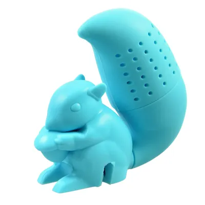 Produktbild von Niedliches Tier Eichhörnchen - Hellblau - Tee-Ei aus Silikon (BPA-frei) für losen Tee Tee-Infuser