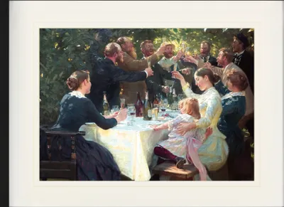 Produktbild von Peter Severen Kroyer Gerahmtes Bild Mit Edlem Passepartout | Wand-Bilder | Im Bilderrahmen - Hip, Hip, Hurra! Künstlerfest In Skagen, 1888 (60 x 80 cm)