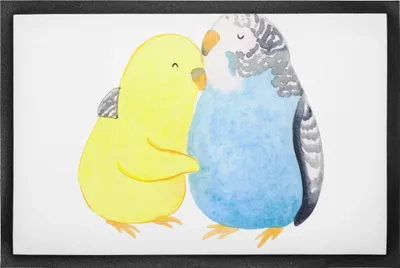 Produktbild von Mr. & Mrs. Panda fußmatte Wellensittich Liebe 60 x 90 cm - Schwarz - Geschenk, Verliebt, Verknallt, Freundin, Vertrauen, Vorleger, Türmatte, Umarmung, Fußabtreter