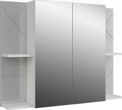 Obrázek produktu pro Koupelnová skříňka se zrcadlem Vicco Irma Bílá/bílý vysoký lesk 100 x 75 cm se 2 dveřmi, Model 55484