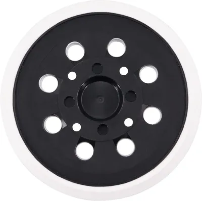 Produktbild von 125 mm selbstklemmender Schleifteller mit 8 L?chern, kompatibel mit den Exzenterschleifern Bosch PEX 300 AE und PEX 400 AE von Poweka (wei?)