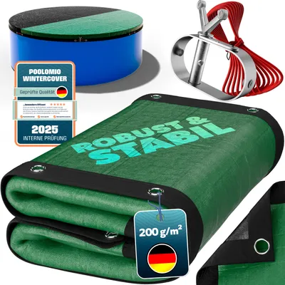 Produktbild von Poolabdeckung Premium rund Ø 360–390 cm – Solar & Winterplane 200g/m² PE