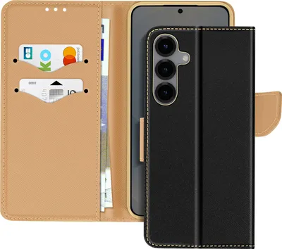 Zdjęcie produktu dla Avizar, Samsung Galaxy S25 Fantazyjne etui z kieszeniami na karty, czarno-złote