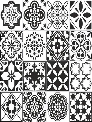 Zdjęcie produktu dla Naklejki na płytki do łazienki i kuchni – czarno-białe – 16 naklejek 15 x 20 cm