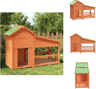 Image de vidaXL Niche pour chien marron 143 x 60,5 x 109 cm en bois de pin massif -  Chenils et enclos pour chiens