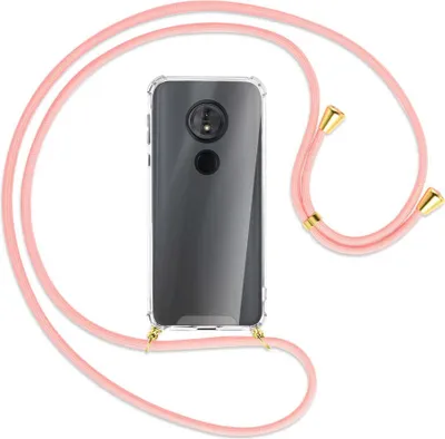 Produktbild von Handykette Backcover-Schutzhülle mit Band (Metall goldfarben) für Motorola Moto E5 / G6 Play - rosa
