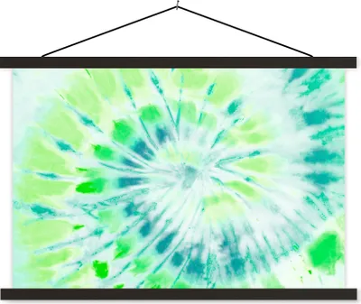 Produktbild von MuchoWow® Textilposter Krawattenfärbung - Hippie - Grün 90x60 cm mit schwarzem Rahmen - Aufhängungssatz