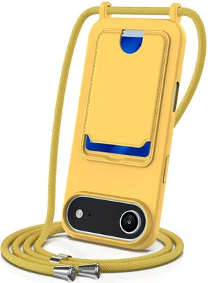 Produktbild von Mobigear Lanyard Card iPhone Air Silikon Handykette mit Kartenhalter - Gelb