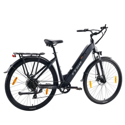 Productafbeelding van TTGO HZ E-bike, 28-inch elektrische fiets, 36V 20Ah accu, 250W achterwielmotor, Shimano 7-versnellingen, LCD-display, zwart
