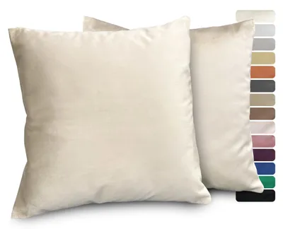 Zdjęcie produktu dla Zestaw 2 poszewek na poduszki Beautex Samt Premium, poszewki na poduszki do sofy i dekoracyjne, kolor: naturalny, 50x50 cm