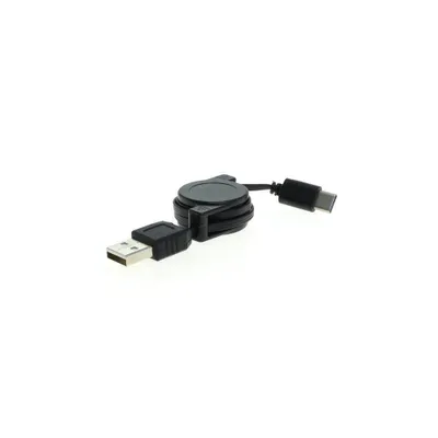 Produktbild von OTB Datenkabel - USB Type C (USB-C) Stecker auf USB A (2.0) Stecker - 0,7m aufrollbar - schwarz