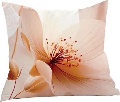 Image de Housse de coussin, housse de coussin en satin de coton 40 x 40 12415 Fleur orange