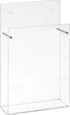 Produktbild von DIN Lang Wandprospekthalter im Hochformat aus Acrylglas / Wandmontage / Bohrlöcher / Acryl
