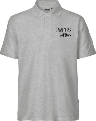 Produktbild von Huuraa Herren Polo Shirt Camper mit Herz S Sport Grey Bio Baumwolle Fairtrade Poloshirt Geschenkidee