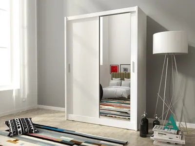 Produktbild von Minio, szafa, szafa z drzwiami przesuwnymi "MAJA I", z lustrem, 130 cm, kolor biały