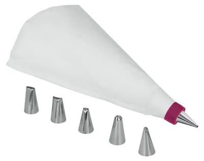 Produktbild von Spritzbeutel Set mit 6 Edelstahl Tüllen Garniertülle Spritztüte