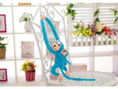 Zdjęcie produktu dla Maskotka Pluszowa Małpka z Dzieckiem Niebieska 90 cm