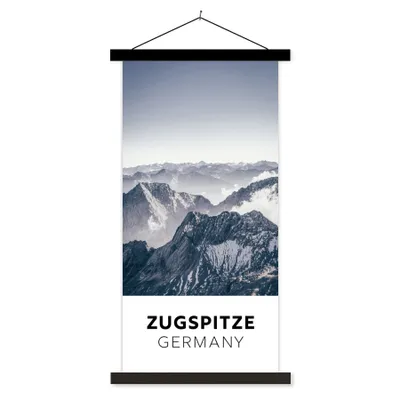 Produktbild von MuchoWow® Textilposter Deutschland - Berge - Wolken 60x120 cm mit schwarzem Rahmen - Magnete