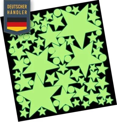 Produktbild von Famanu Wandsticker Sterne für das Kinderzimmer - Set von 50 Leuchtenden Sternen in Pastellfarben