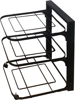 Zdjęcie produktu dla Półka kuchenna ze stali węglowej Wielowarstwowy czarny organizer na garnki i patelnie do domu Trzypoziomowy 45x24x7cm/17.7x9.4x2.8in