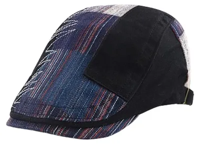 Productafbeelding van Heren pet, patchwork, katoen, zwart, maat M-L