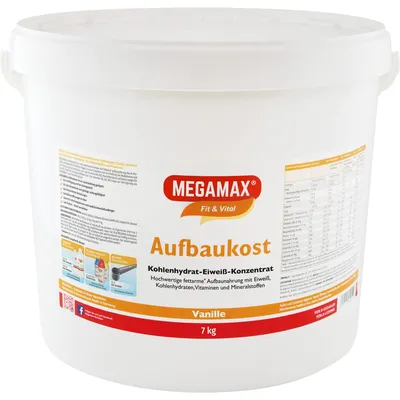 Produktbild von MEGAMAX Fit & Vital Aufbaukost Kohlenhydrat-Eiweiß-Konzentrat Vanille-Geschmack, 70000 g Pulver