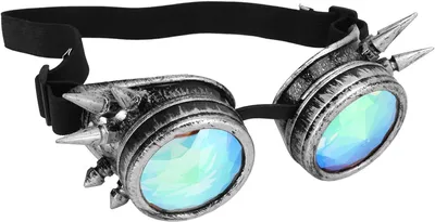Productafbeelding van Caleidoscoop Rave-bril - Regenboog-kristallen lenzen - Verstelbare trippige psychedelische steampunk-bril