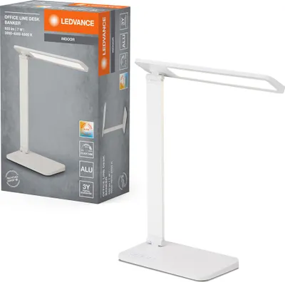 Zdjęcie produktu dla Lampa biurkowa LED Ledvance Office Line Desk Banker White 7W 650lm Click CCT 3000K 4000K 6500K
