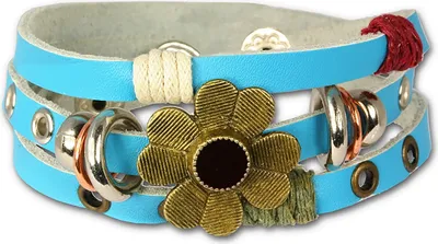 Image de SilberDream bracelet cuir -vachette tannée- turquoise fleur femme LA2913T