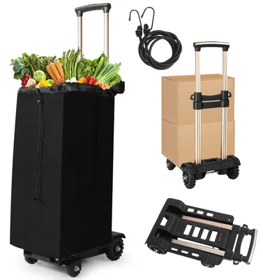 Zdjęcie produktu dla Wózek transportowy składany - 50 kg - Kołapoliuretan - Regulowany aluminiowy uchwyt