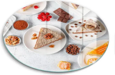 Produktbild von Glasschneideplatte - Herdabdeckplatte - fi30 cm -Schneidebrett - Spritzschutz - Kuchen Süßigkeiten