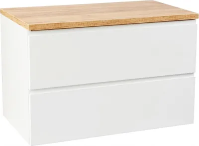 Obrázek produktu pro DomoDomo Koupelnová skříňka s horní deskou 80x50 cm závěsná bílá lesklá
