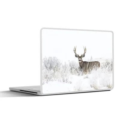 Produktbild von MuchoWow® Laptop Aufkleber Sticker Cover Rotwild - Schnee - Winter 30x21 cm - Sticker für Laptop - Selbstklebend