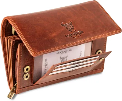 Produktbild von Damen Geldbörse Leder Groß RFID Schutz Portemonnaie Lang viele Fächer Kartenfächer Münzfach Reißverschluss elegant Geschenkbox hochwertig